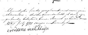 Handtekening van Everdiena Mulckhuijse onder haar testament